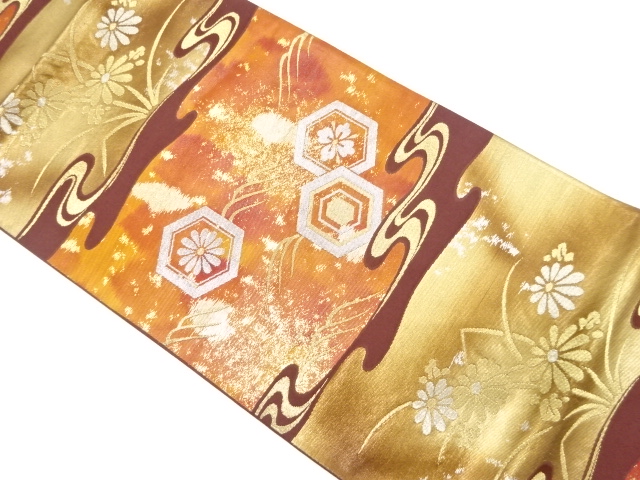 JAPANESE FUKURO OBI / WOVEN KIKKO WITH FLOWER